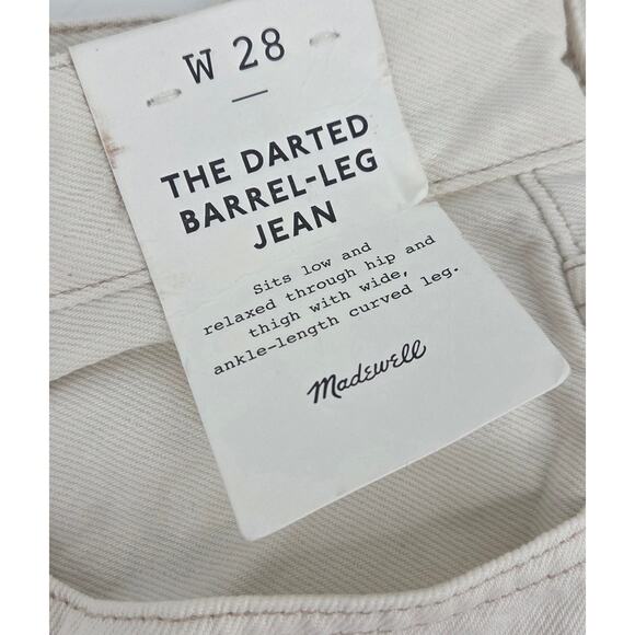 NWT Madewell The Darted Barrel-Leg Jean Cream Size 28 Retail $138 - Picture 6 of 8